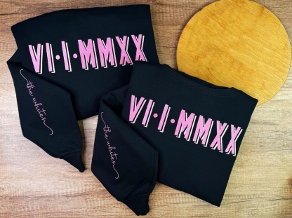 Custom Roman Numeral Printing Couples Sweatshirt 💑✨