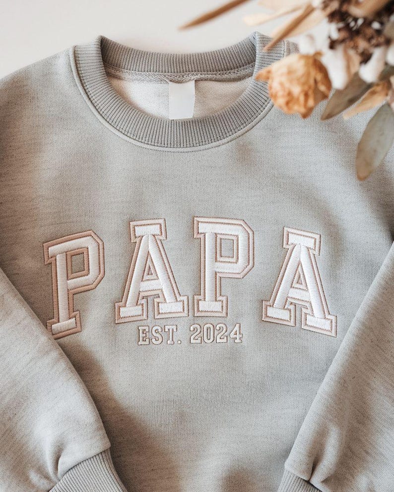 Custom Embroidered Dad Sweatshirt With Multilayer Outline