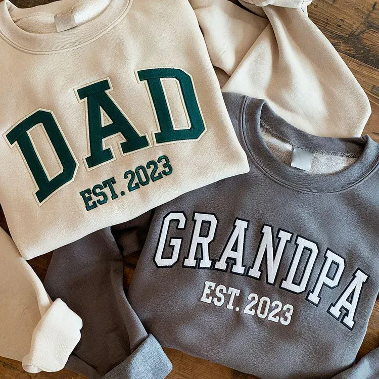 Custom Embroidered Dad Sweatshirt With Multilayer Outline