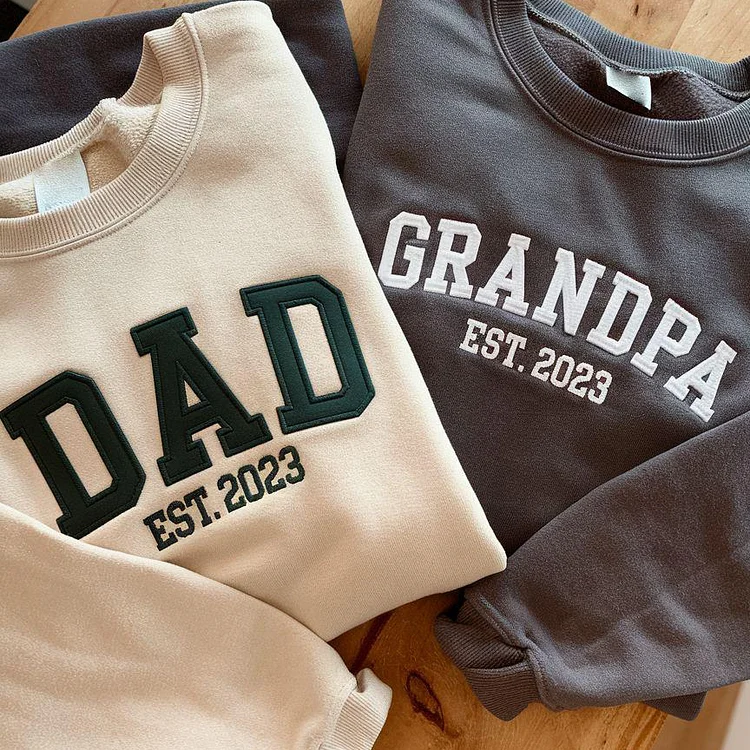 Custom Embroidered Dad Sweatshirt With Multilayer Outline