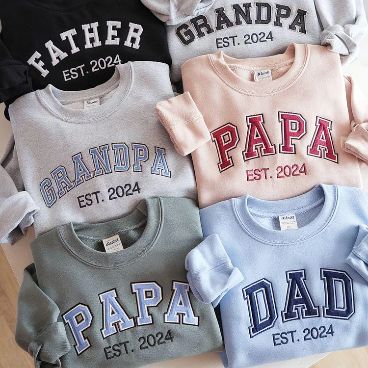Custom Embroidered Dad Sweatshirt With Multilayer Outline