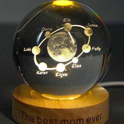 Custom Moon Phase Crystal Ball Lamp With Name Engraved, Mother's Day Night Lamp