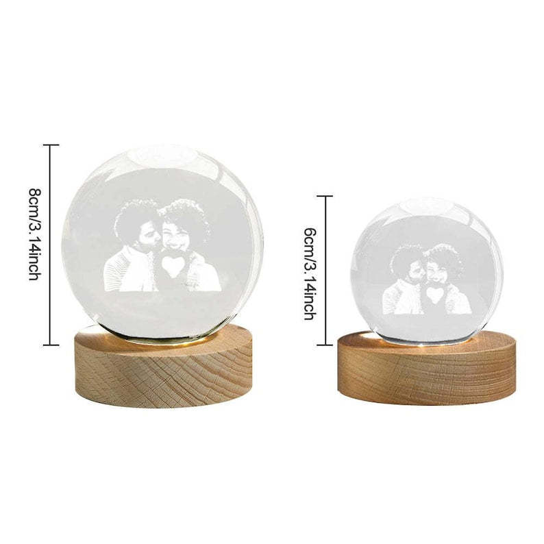 Custom 2D Photo Crystal Ball Night Light Lamp Anniversary Gift