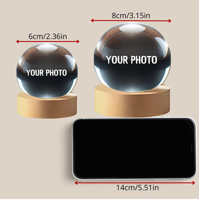 Personalized Crystal Ball With Photo – Engraved Laser Memory Gift Custom Anniversary Gift For Couples