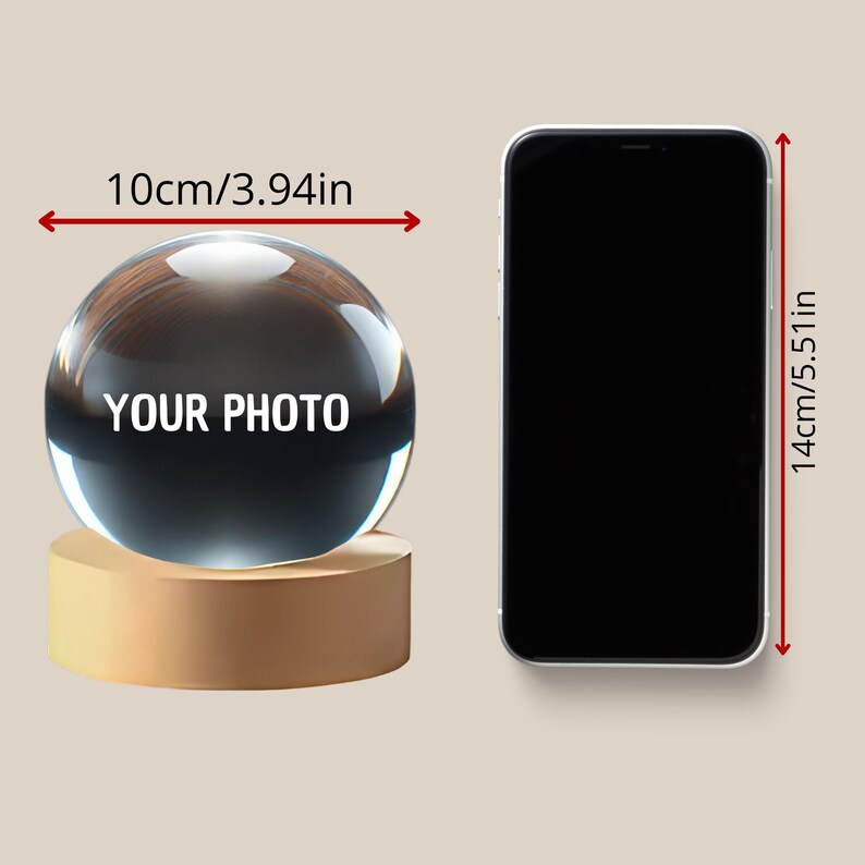 Personalized Crystal Ball With Photo – Engraved Laser Memory Gift Custom Anniversary Gift For Couples