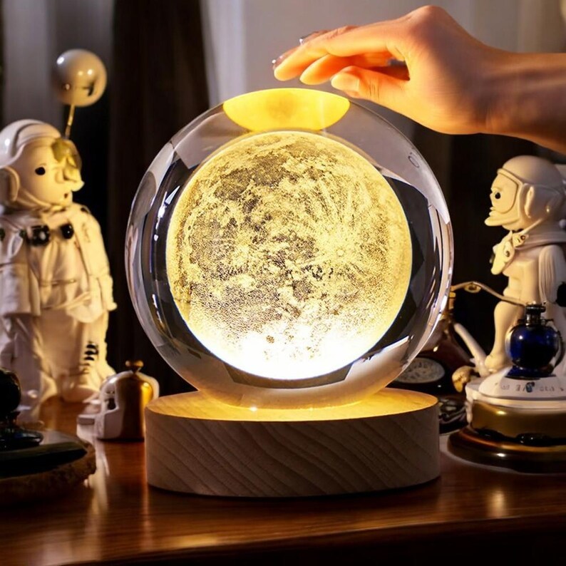 Customized 3d Printed Crystal Ball Moon Phase Night Light For Mom, Mother's Day Gift