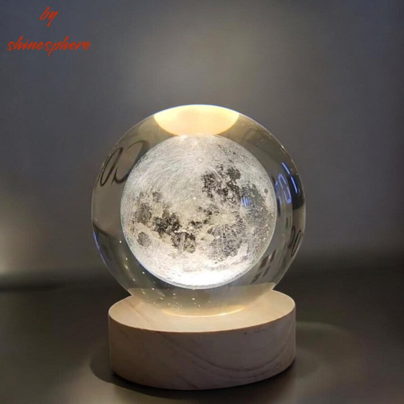 Customized 3d Printed Crystal Ball Moon Phase Night Light For Mom, Mother's Day Gift