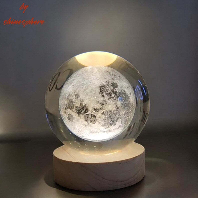 Customized 3d Printed Crystal Ball Moon Phase Night Light For Mom, Mother's Day Gift