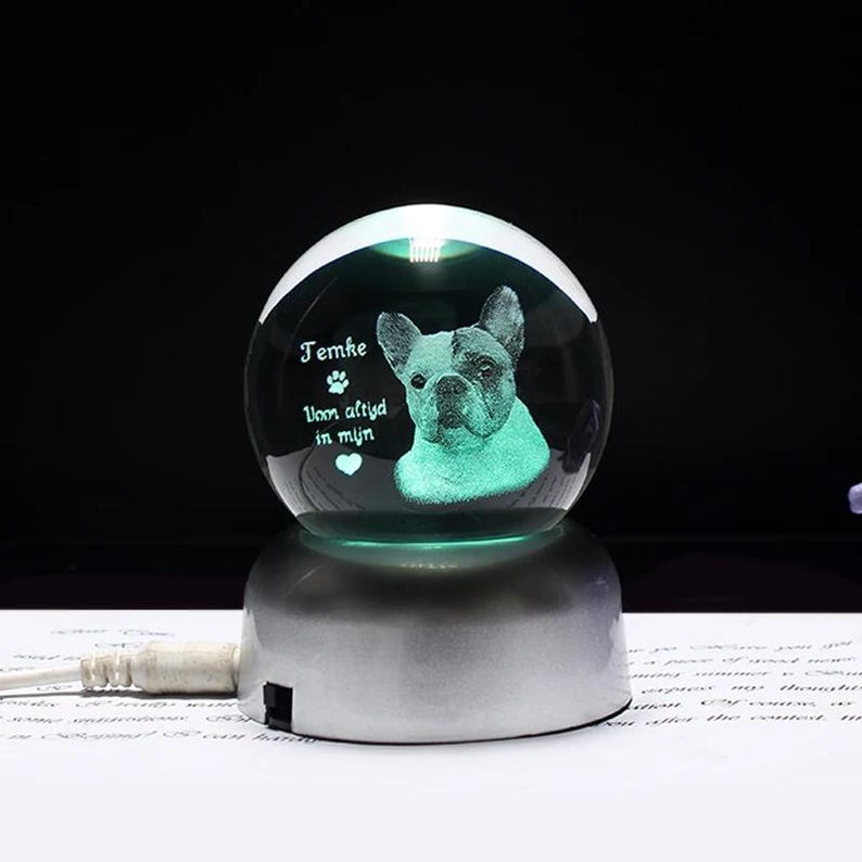 Personalized 2d Photo Engraved Crystal Ball - Custom Pet, Baby, Family Picture Glass Sphere