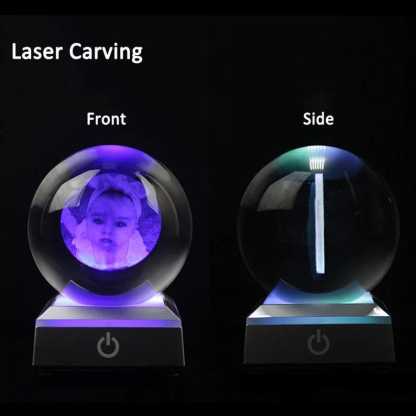 Personalized 2d Photo Engraved Crystal Ball - Custom Pet, Baby, Family Picture Glass Sphere