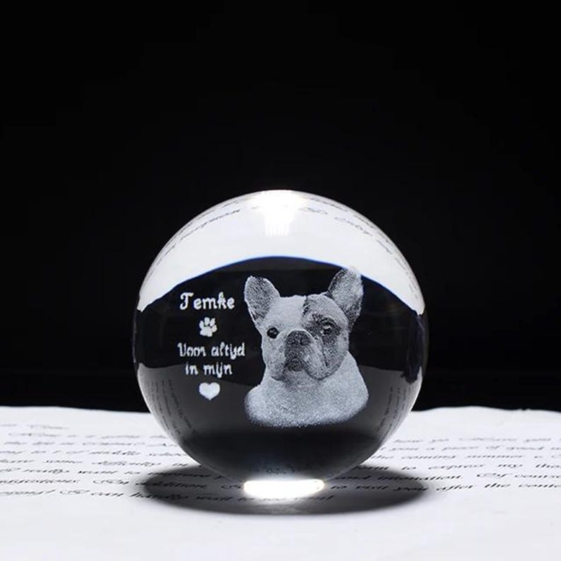 Personalized 2d Photo Engraved Crystal Ball - Custom Pet, Baby, Family Picture Glass Sphere