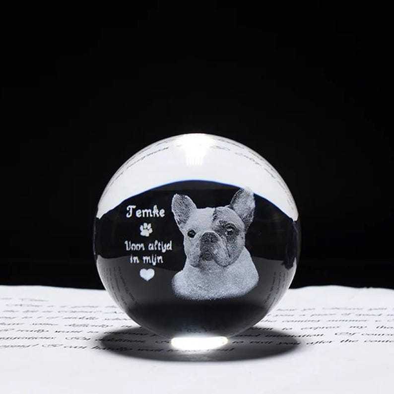 Personalized 2d Photo Engraved Crystal Ball - Custom Pet, Baby, Family Picture Glass Sphere