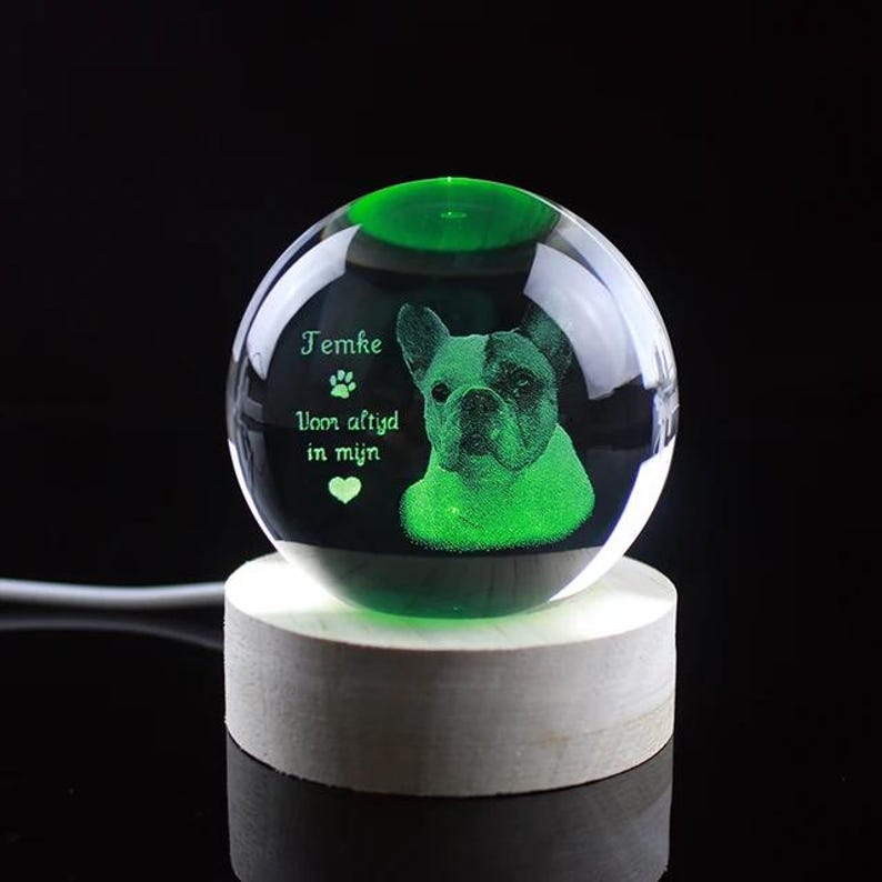 Personalized 2d Photo Engraved Crystal Ball - Custom Pet, Baby, Family Picture Glass Sphere