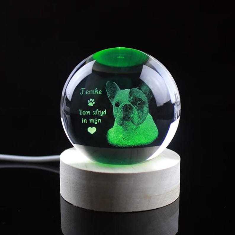 Personalized 2d Photo Engraved Crystal Ball - Custom Pet, Baby, Family Picture Glass Sphere