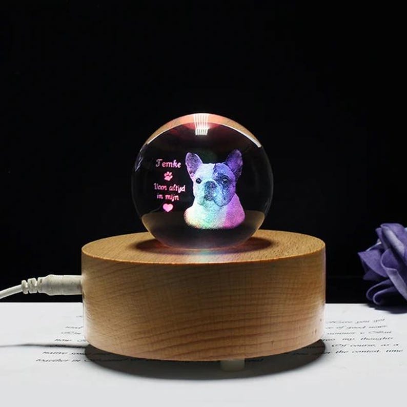 Personalized 2d Photo Engraved Crystal Ball - Custom Pet, Baby, Family Picture Glass Sphere