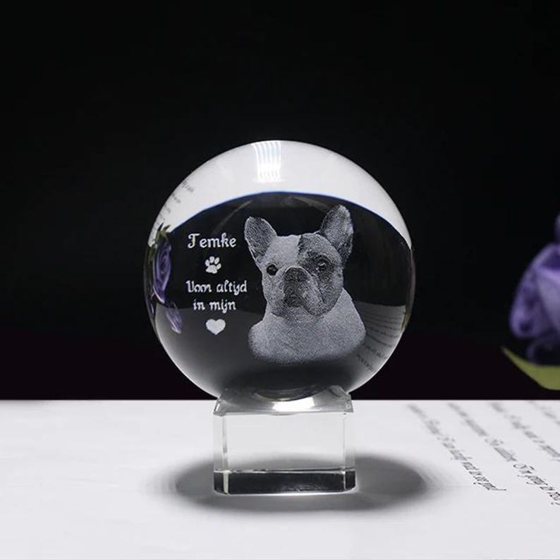 Personalized 2d Photo Engraved Crystal Ball - Custom Pet, Baby, Family Picture Glass Sphere