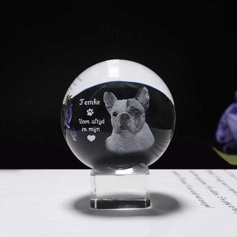 Personalized 2d Photo Engraved Crystal Ball - Custom Pet, Baby, Family Picture Glass Sphere