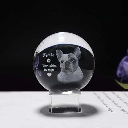 Personalized 2d Photo Engraved Crystal Ball - Custom Pet, Baby, Family Picture Glass Sphere