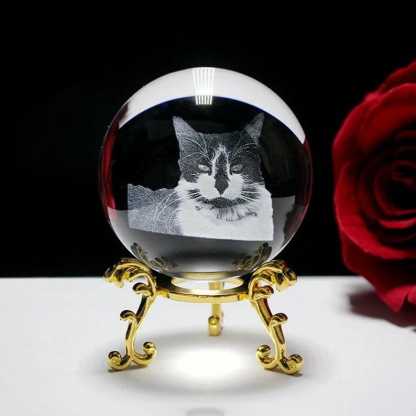 Personalized 2d Photo Engraved Crystal Ball - Custom Pet, Baby, Family Picture Glass Sphere