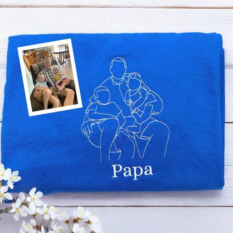 Custom Embroidered Portrait Photo Sweatshirt, Unique Gifts for Dad