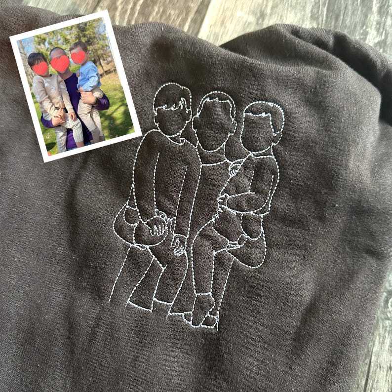 Custom Embroidered Portrait Photo Sweatshirt, Unique Gifts for Dad