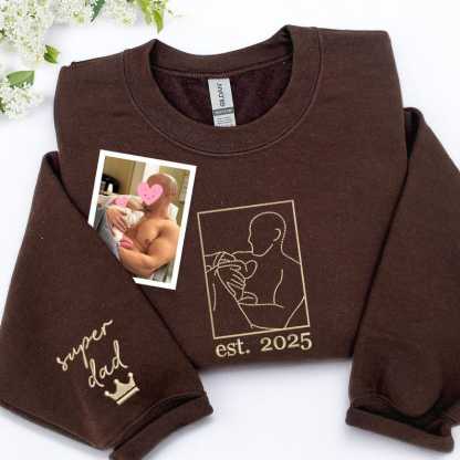 Custom Embroidered Portrait Photo Sweatshirt, Unique Gifts for Dad
