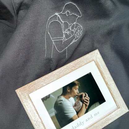 Custom Embroidered Portrait Photo Sweatshirt, Unique Gifts for Dad