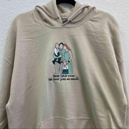 Personalized Embroidered Portrait With Photo Hoodie For Dad