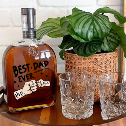 Best Dad Ever - Custom Whiskey Bottles With Fist Bump