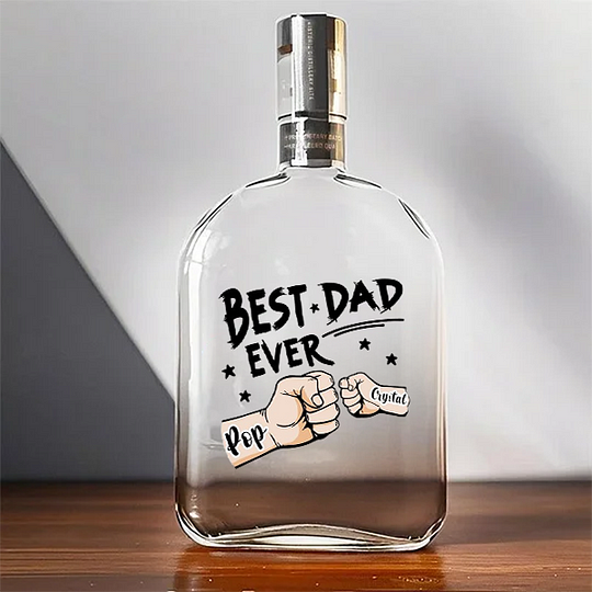 Best Dad Ever - Custom Whiskey Bottles With Fist Bump