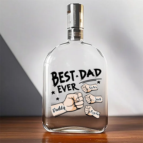 Best Dad Ever - Custom Whiskey Bottles With Fist Bump