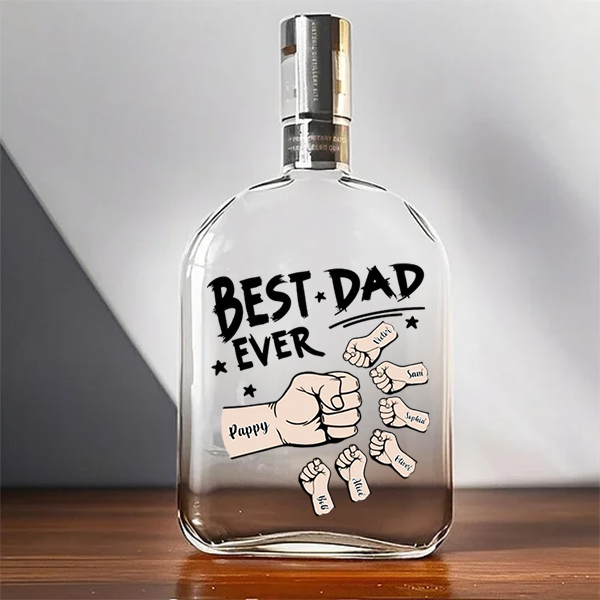 Best Dad Ever - Custom Whiskey Bottles With Fist Bump