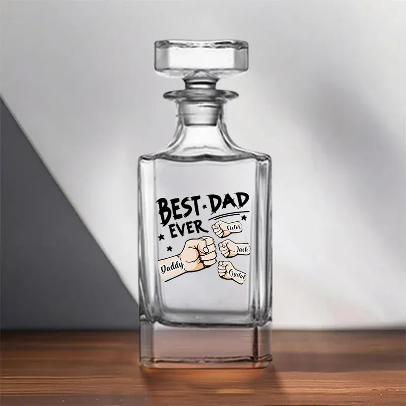 Best Dad Ever - Custom Whiskey Bottles With Fist Bump