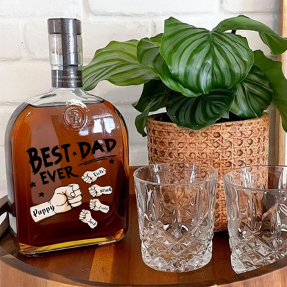 Best Dad Ever - Custom Whiskey Bottles With Fist Bump