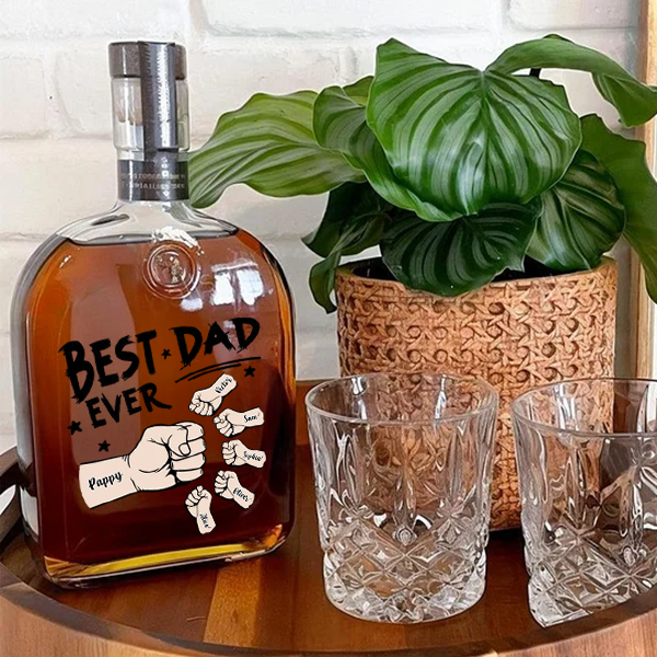 Best Dad Ever - Custom Whiskey Bottles With Fist Bump