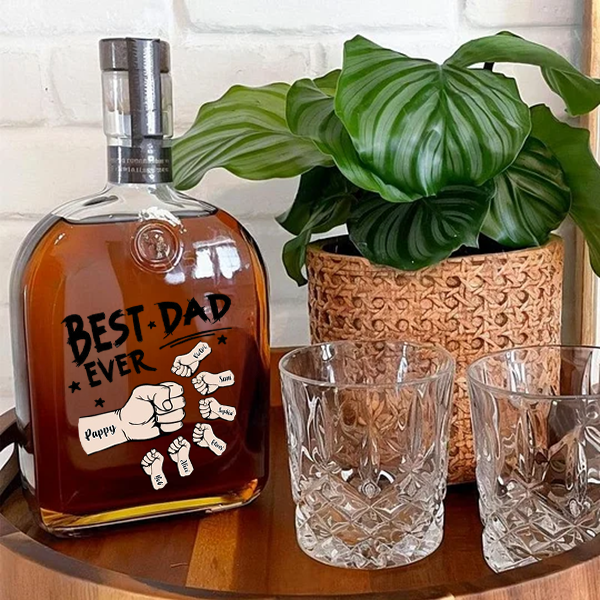 Best Dad Ever - Custom Whiskey Bottles With Fist Bump