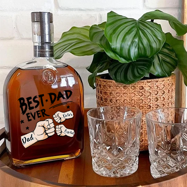 Best Dad Ever - Custom Whiskey Bottles With Fist Bump