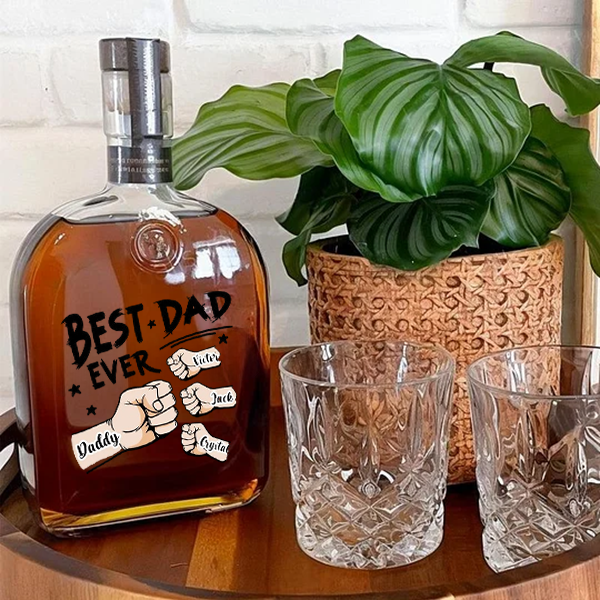 Best Dad Ever - Custom Whiskey Bottles With Fist Bump