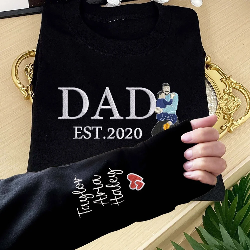 Custom Dad Sweatshirt Hoodie With Photo Embroidered Unique Father's Day Gift Ideas
