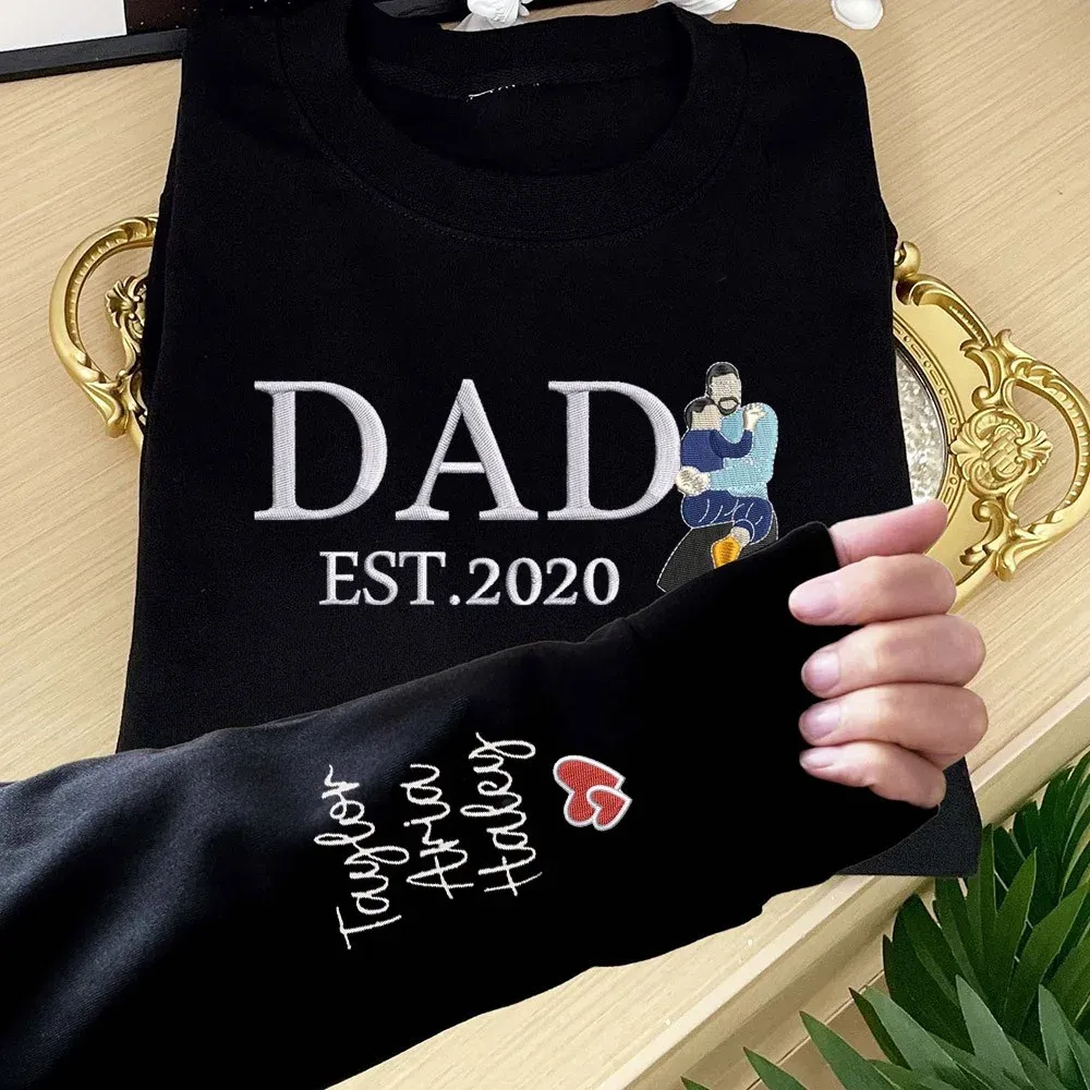 Custom Dad Sweatshirt Hoodie With Photo Embroidered Unique Father's Day Gift Ideas