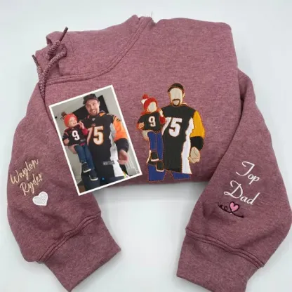 Custom Embroidered Photo Portrait Sweatshirt For Papà,Papá,Pai