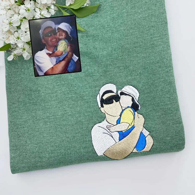 Custom Embroidered Photo Portrait Sweatshirt For Papà,Papá,Pai