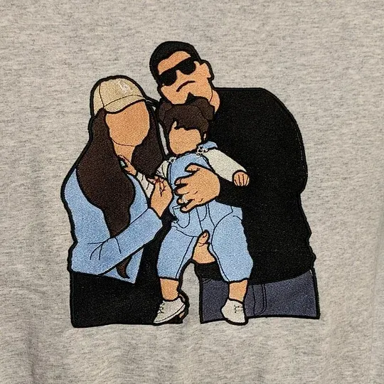 Custom Embroidered Photo Portrait Sweatshirt For Papà,Papá,Pai