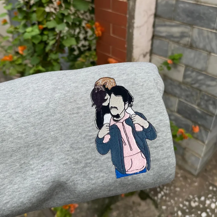 Custom Embroidered Photo Portrait Sweatshirt For Papà,Papá,Pai