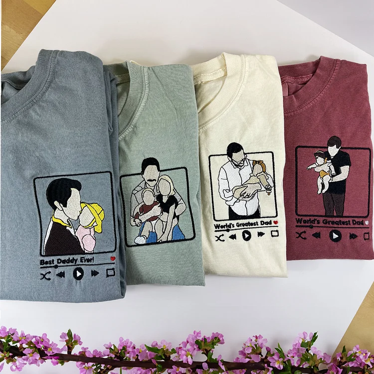 Custom Embroidered Photo Portrait Sweatshirt For Papà,Papá,Pai