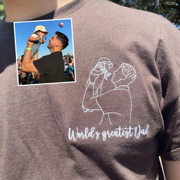 Custom Embroidered Photo Portrait Sweatshirt Gift For DAD