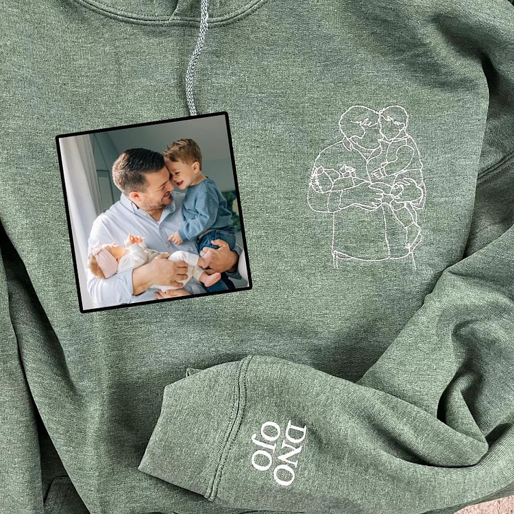 Custom Embroidered Photo Portrait Sweatshirt Gift For DAD