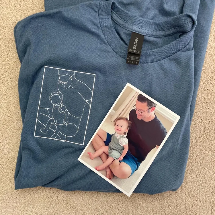 Custom Embroidered Photo Portrait Sweatshirt Gift For DAD
