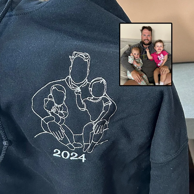 Custom Embroidered Photo Portrait Sweatshirt Gift For DAD