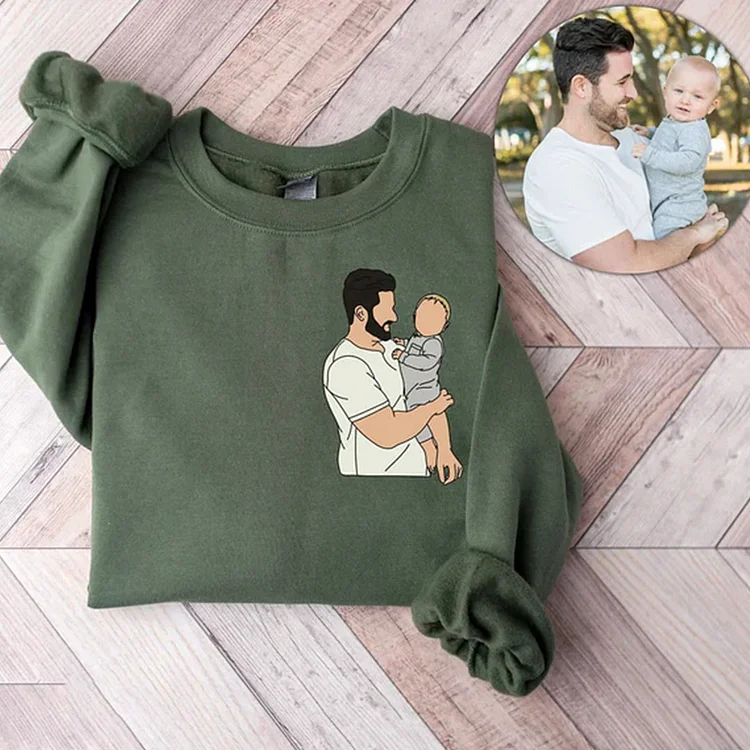 For Lover Personalized Papa,Dad Embroidery Custom Photo Roman Numeral Fathers Day Gift